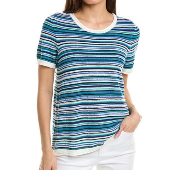 Jones New York Women's Knitted T-Shirt in NYC White Combo Size S​​​